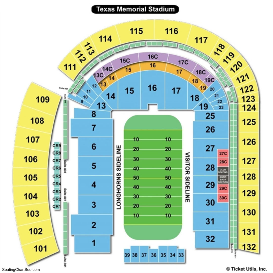 University Of Texas Stadium Map Texas Memorial Stadium Seating Chart | Texas Memorial Stadium 